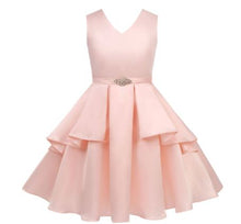 G20234P Pink V neck, 2 layer skirt junior bridesmaid, party dress. Age 8.