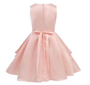 G20234P Pink V neck, 2 layer skirt junior bridesmaid, party dress. Age 8.