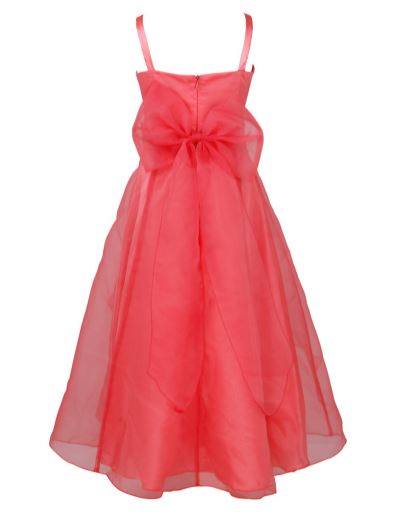 G20235C Coral, organza, layered skirt junior bridesmaid, party dress. Age 10