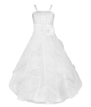 G20235W White, organza, layered skirt junior bridesmaid, party dress.