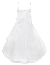 G20235W White, organza, layered skirt junior bridesmaid, party dress.