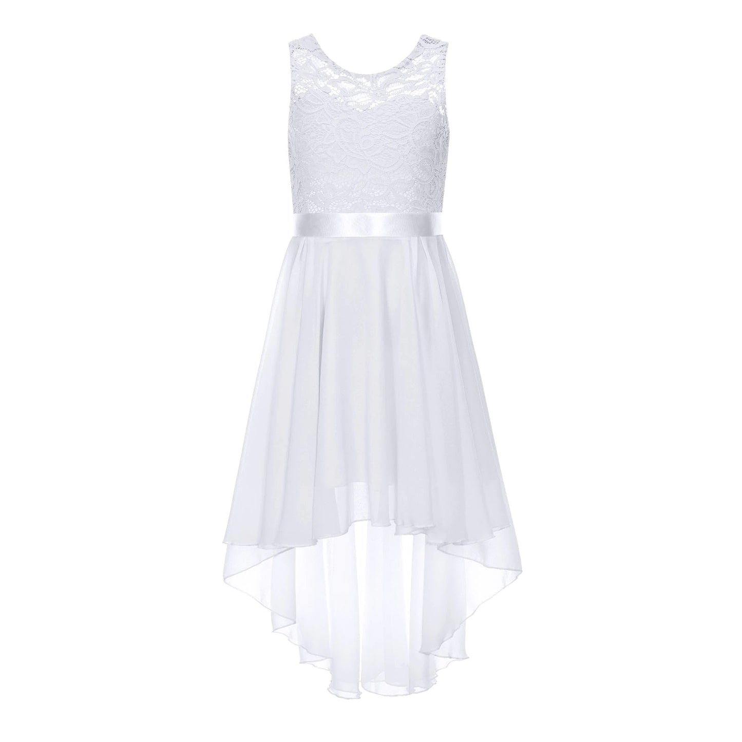 G20270W White lace and chiffon flower girl/ party dress.