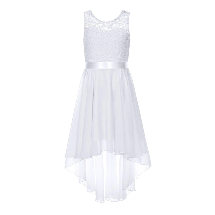 G20270W White lace and chiffon flower girl/ party dress age 6