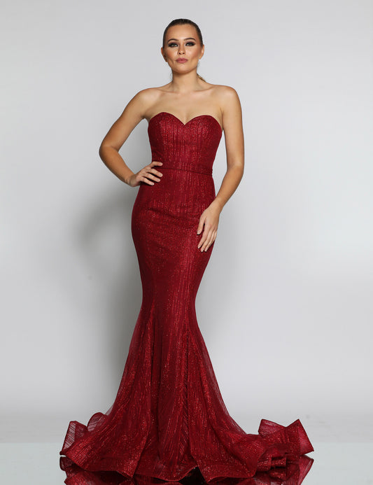 JX1111 Jadore  wine  MERMAID DRESS