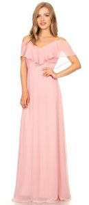 BM1010 Dusty rose. Chiffon off shoulder. Available to order. $299.00