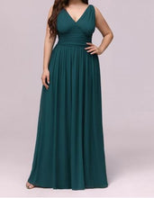 BM2000 Teal. Maxi length v neck chiffon gown. Available to order. $159.00