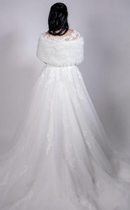 Faux fur off white shrug / vintage stole. Bridal accessories. Hollywood Glamour. 1/2 price hire available.