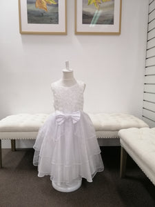 G20215 White, lace and organza. Party, communion, flower girl dress age 8.