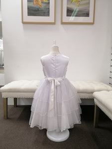 G20215 White, lace and organza. Party, communion, flower girl dress age 8.
