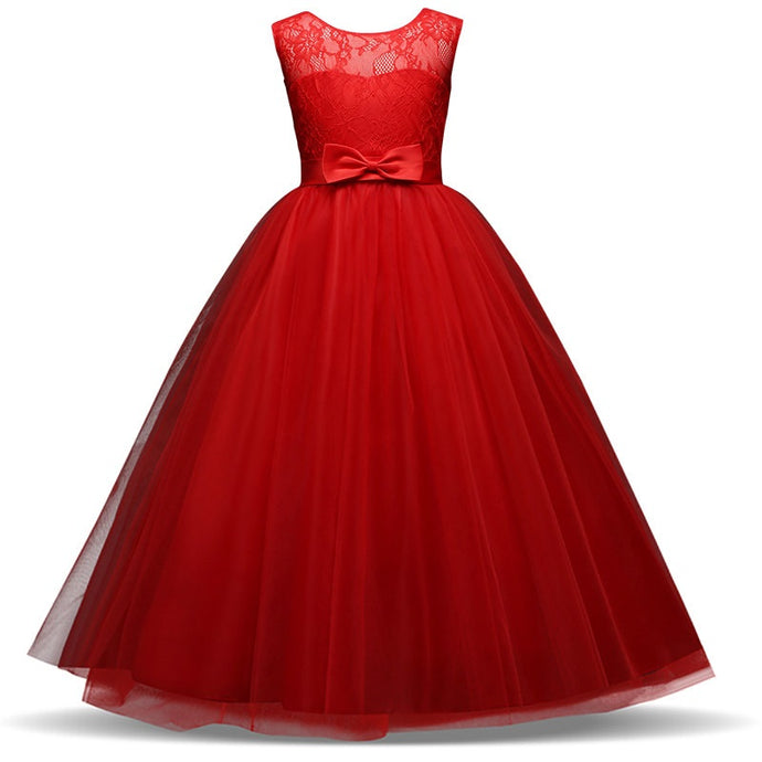 G20265. Red lace and tulle flower girl/ party dress. Age 8.