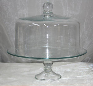 BBCGCC clear glass cake stand  and cover $25