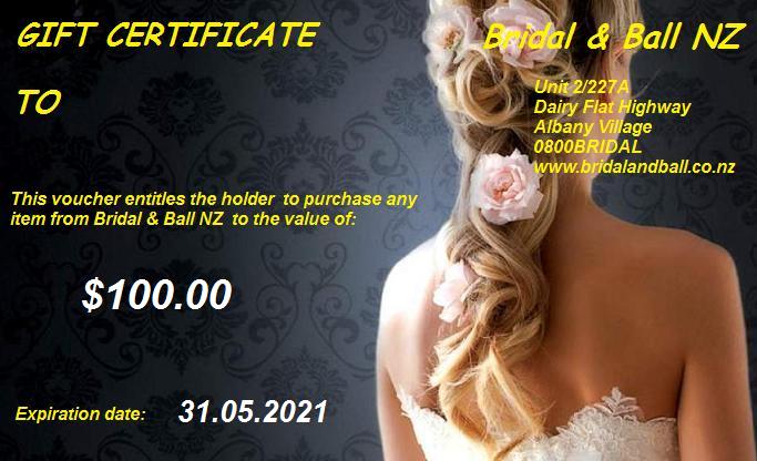Bridal and Ball NZ gift Voucher for $100