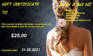 Bridal and Ball NZ gift Voucher for $25