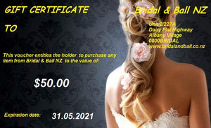 Bridal and Ball NZ gift Voucher for $50